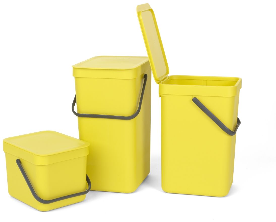 фото Ведро мусорное Brabantia "Sort & Go", встраиваемое, цвет: желтый, 12 л. 109768