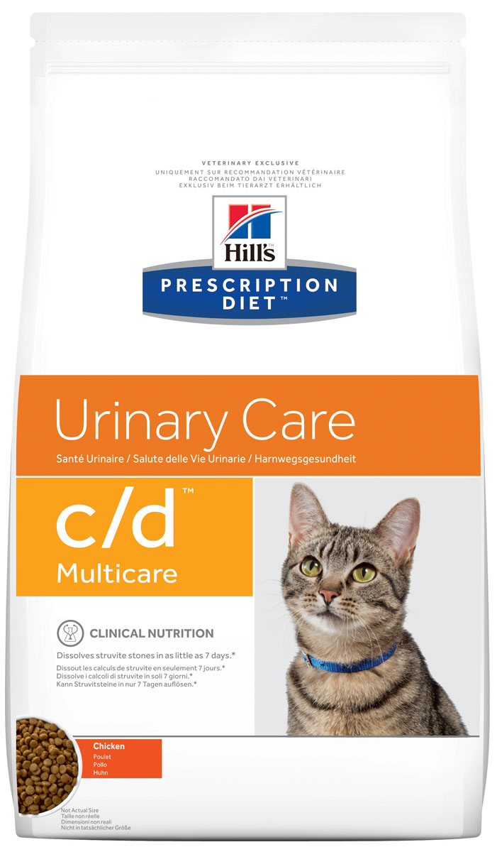 фото Корм сухой диетический Hill's Prescription Diet c/d Multicare Urinary Care для кошек при лечении и профилактике цистита и мочекаменной болезни, с курицей, 1,5 кг