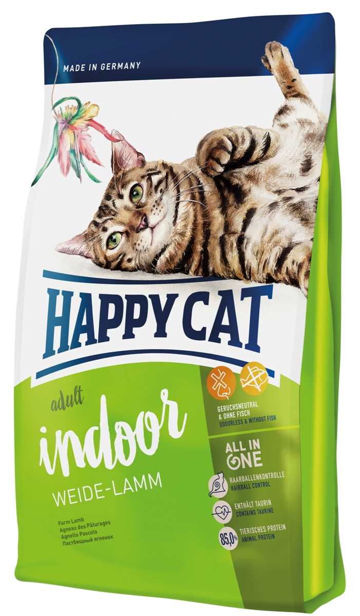 фото Корм сухой Happy Cat "Adult Indoor", для кошек с чувствительным пищеварением, пастбищный ягненок, 300 г