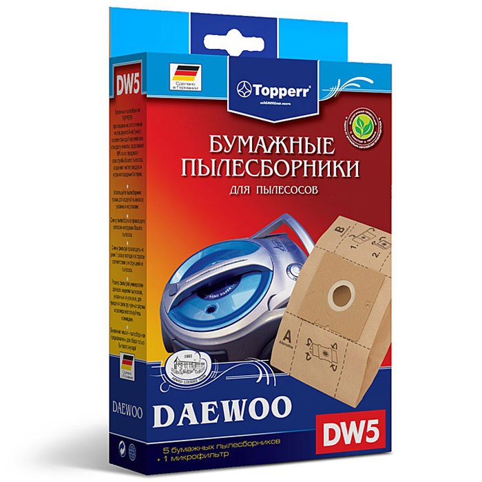 фото Topperr DW 5 фильтр для пылесосов Daewoo, 5 шт