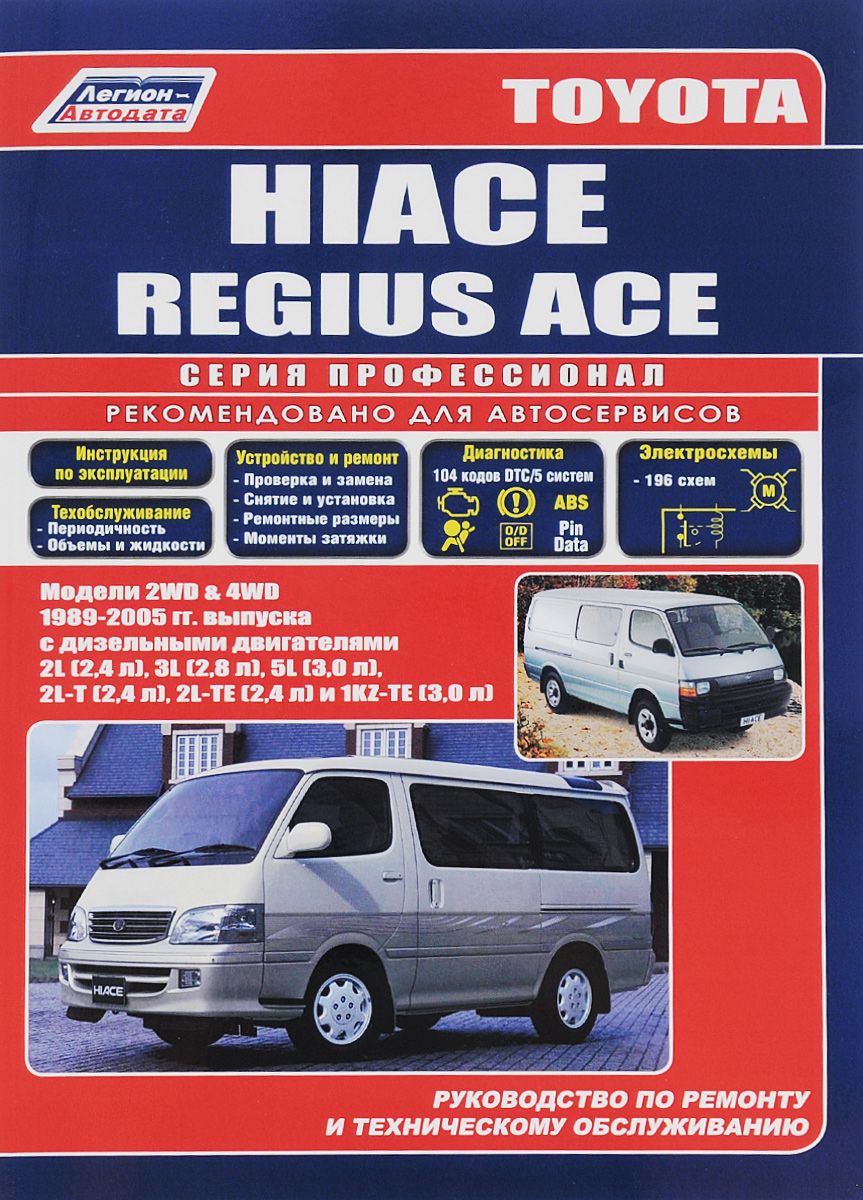 Toyota HIACE / REGIUS АСЕ. Модели 2WD&4WD 1989-2005 гг. выпуска с дизельными двигателями. Руководство по ремонту и техническому обслуживанию