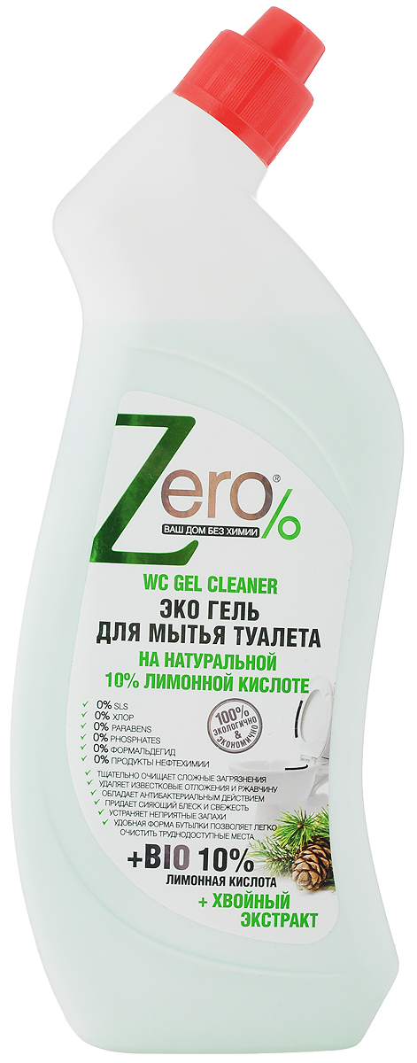 фото Гель для чистки унитаза "Zero", на 10% лимонной кислоте, с хвойным экстрактом, 750 мл