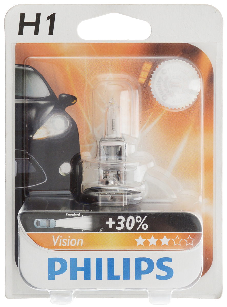 фото Лампа автомобильная галогенная Philips "Vision", для фар, цоколь H1 (P14,5s), 12V, 55W