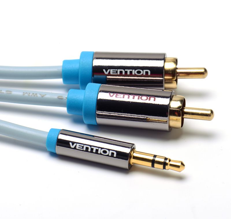 фото Vention P550AC300-S Jack 3,5 mm M/2RCA M, Grey аудиокабель (3 м)