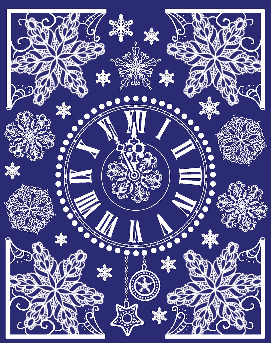 Украшение новогоднее оконное Magic Time "Новогодние часы", 30 х 38 см