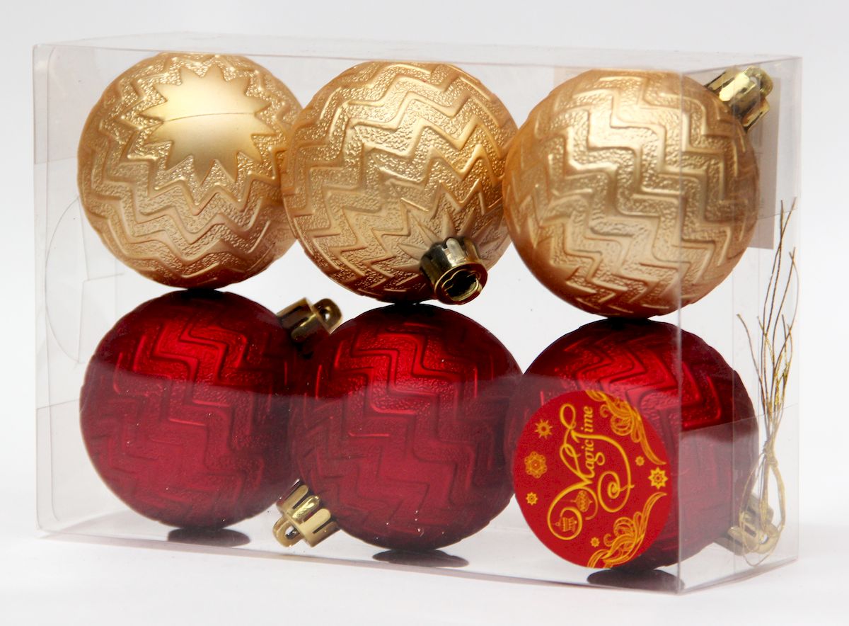 фото Украшение новогоднее подвесное Magic Time "Ассорти шары красные и золотые", диаметр 6 см, 6 шт