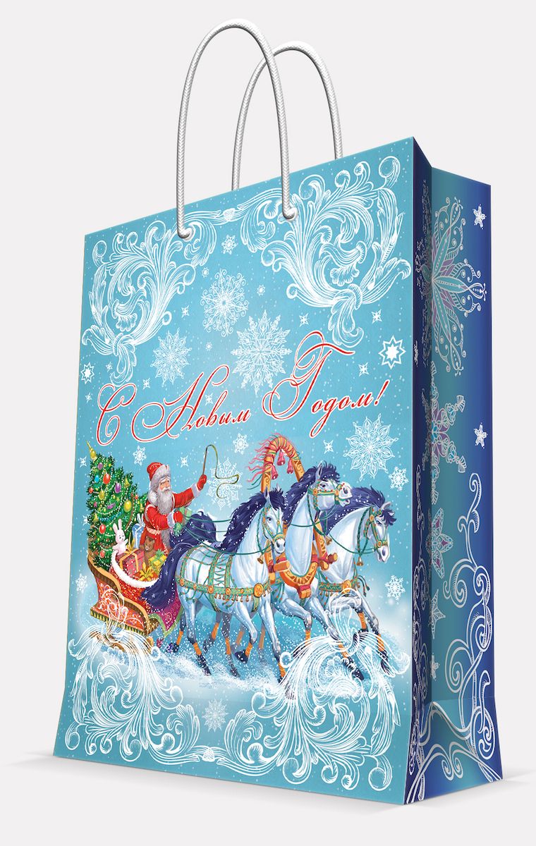фото Пакет подарочный пакет Magic Time "Дед Мороз на тройке", 40,6 х 48,9 х 19 см