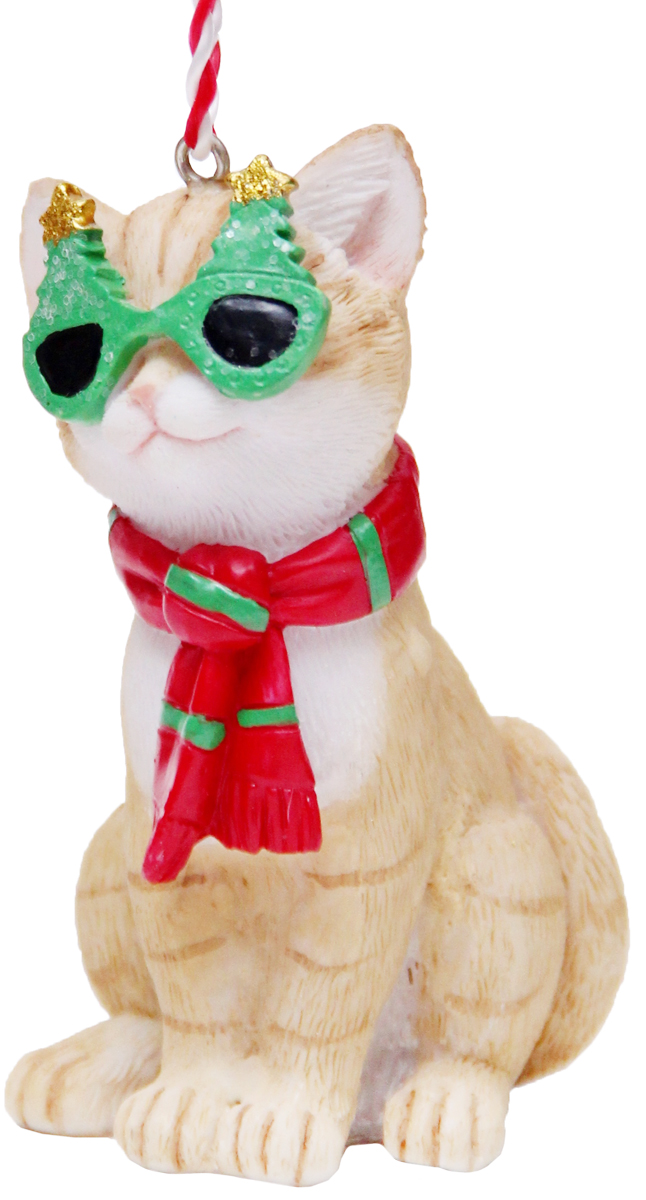 фото Украшение новогоднее подвесное Феникс-Презент "Кот в шарфике", высота 8,5 см