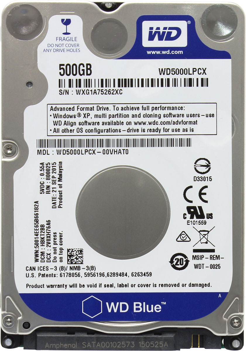 фото Внутренний жесткий диск WD Blue 500GB (WD5000LPCX)