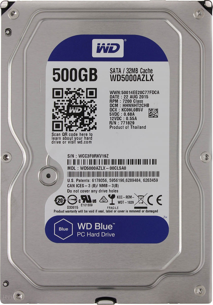 фото Внутренний жесткий диск WD Blue 500GB (WD5000AZLX)