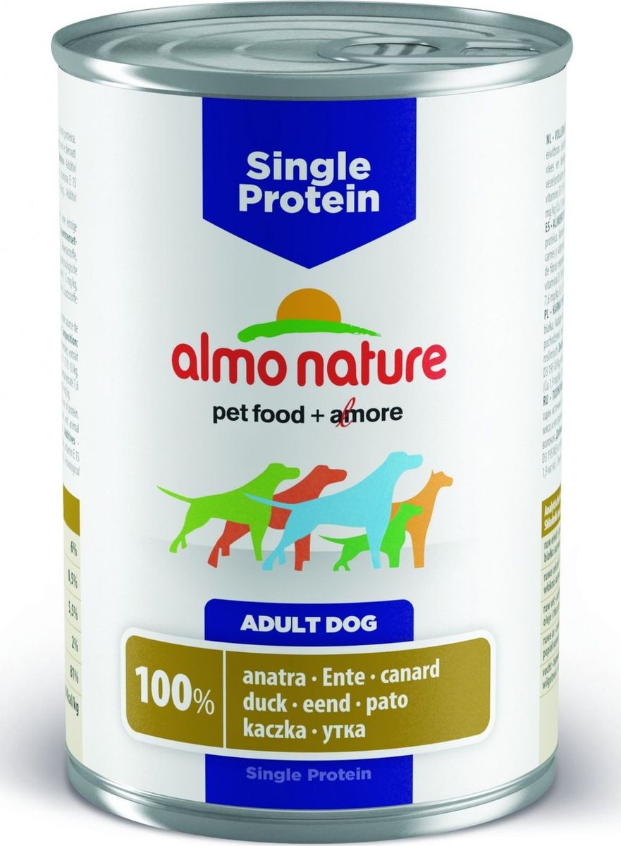 фото Консервы Almo Nature "Single Protein" для собак с чувствительным пищевариением, с уткой, 400 г