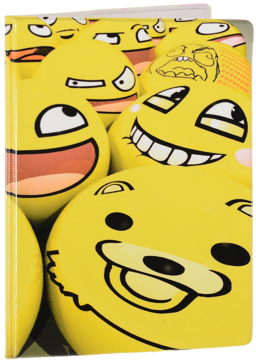 фото Обложка для паспорта Эврика "Смайлы", цвет: желтый. 93264