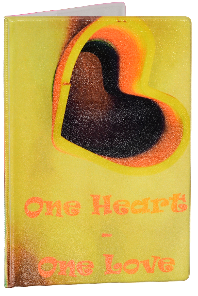 фото Обложка для паспорта женская Эврика "Сердце", цвет: желтый, мультиколор. 92504