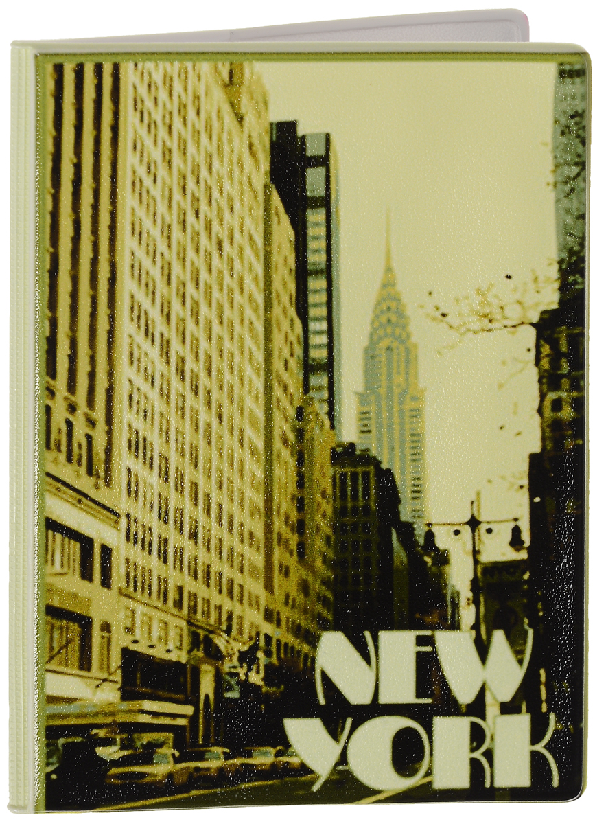 фото Обложка для паспорта Эврика "New York", цвет: песочный, бежевый, черный. 92519