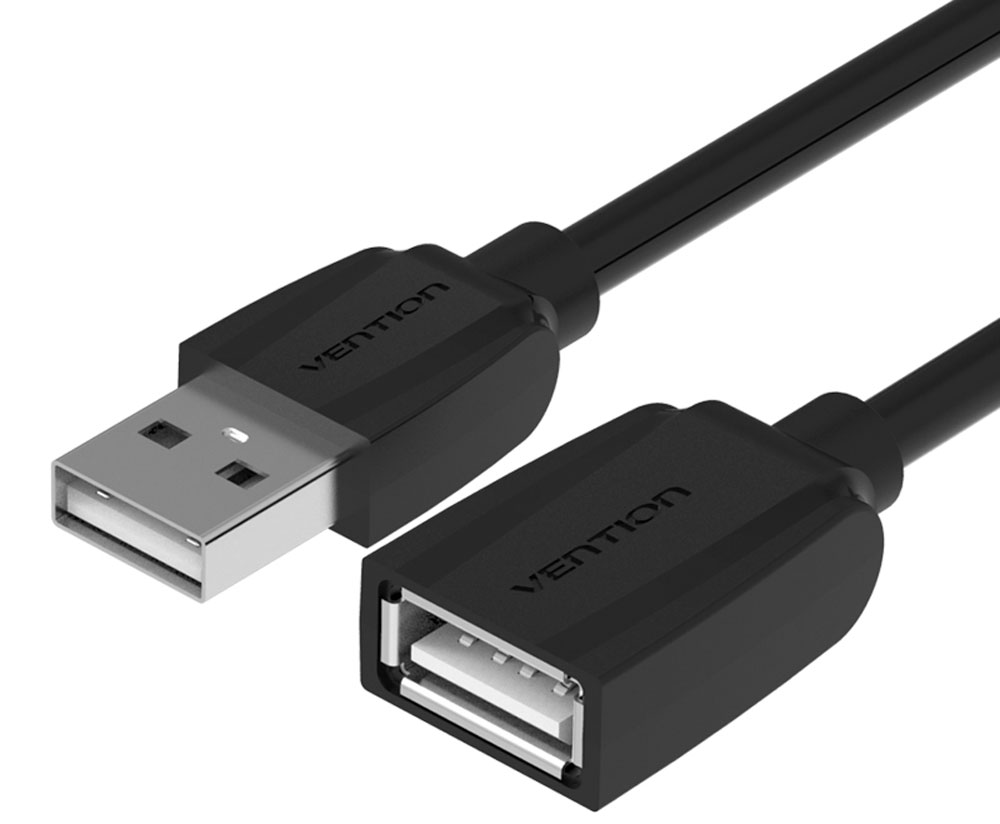 Кабель-удлинитель Vention USB 2.0 am/af - 0,5м Black Edition