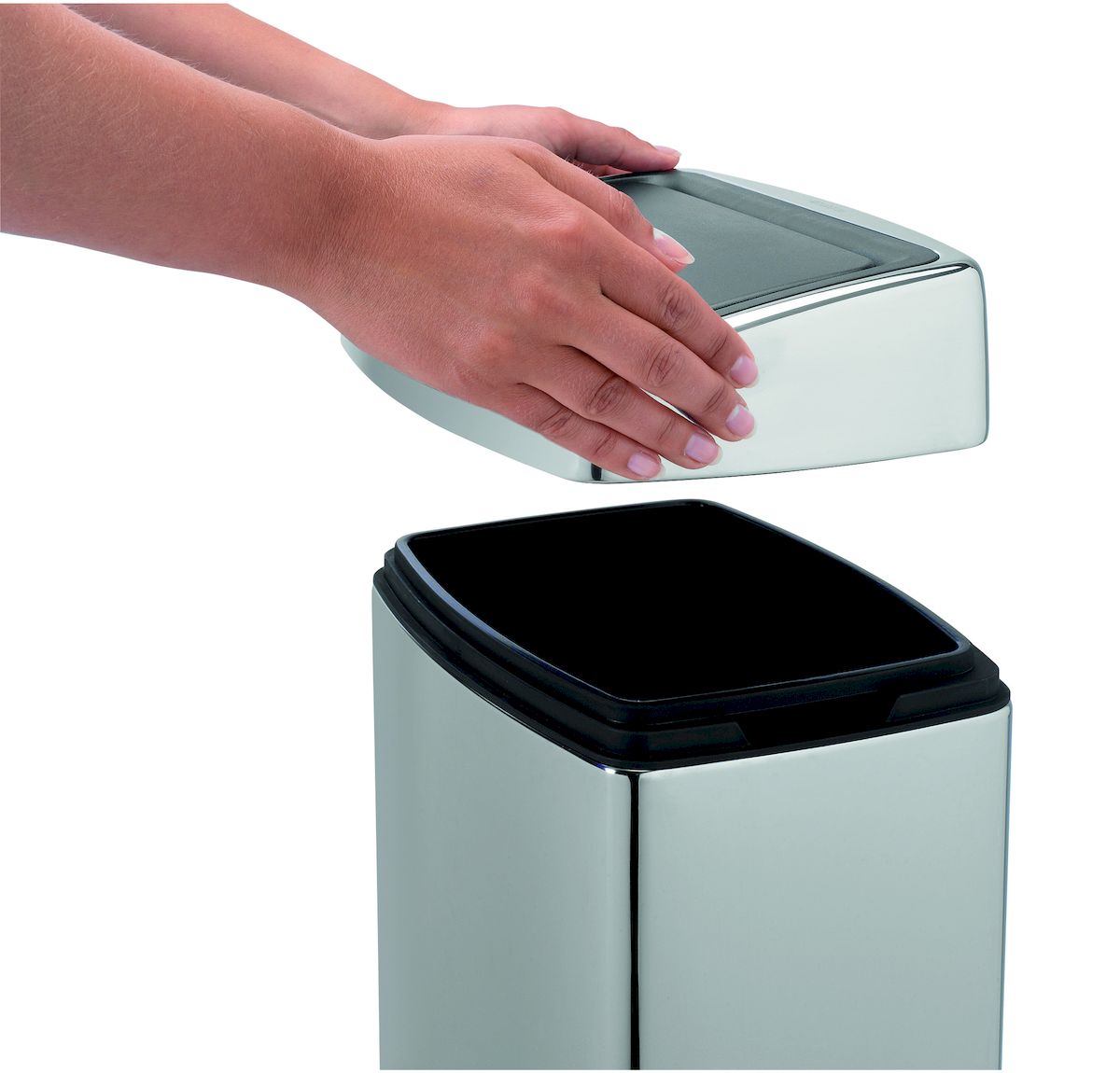 фото Бак мусорный Brabantia "Touch Bin", прямоугольный, цвет: стальной полированный, 10 л. 477201