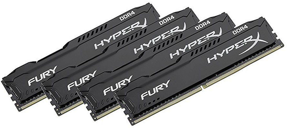 фото Kingston HyperX Fury DDR4 DIMM 16GB (4х4GB) 2400МГц комплект модулей оперативной памяти (HX424C15FBK4/16)