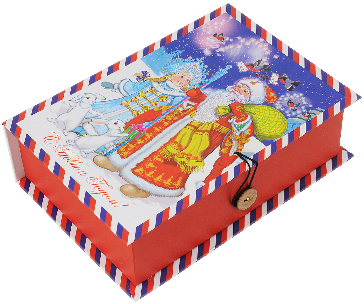 фото Коробка подарочная Феникс-Презент "Дед Мороз, Снегурочка и зайцы", 20 х 14 х 6 см