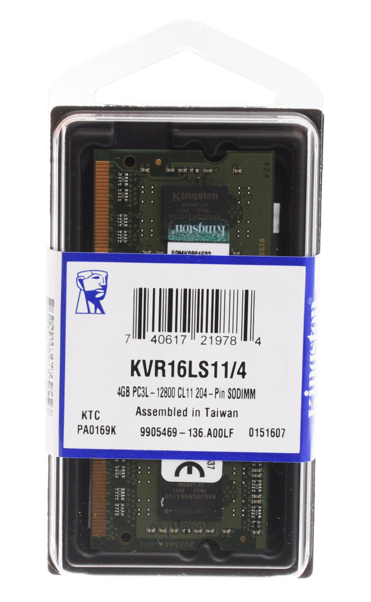 фото Kingston DDR3L 4GB 1600 МГц модуль оперативной памяти (KVR16LS11/4)