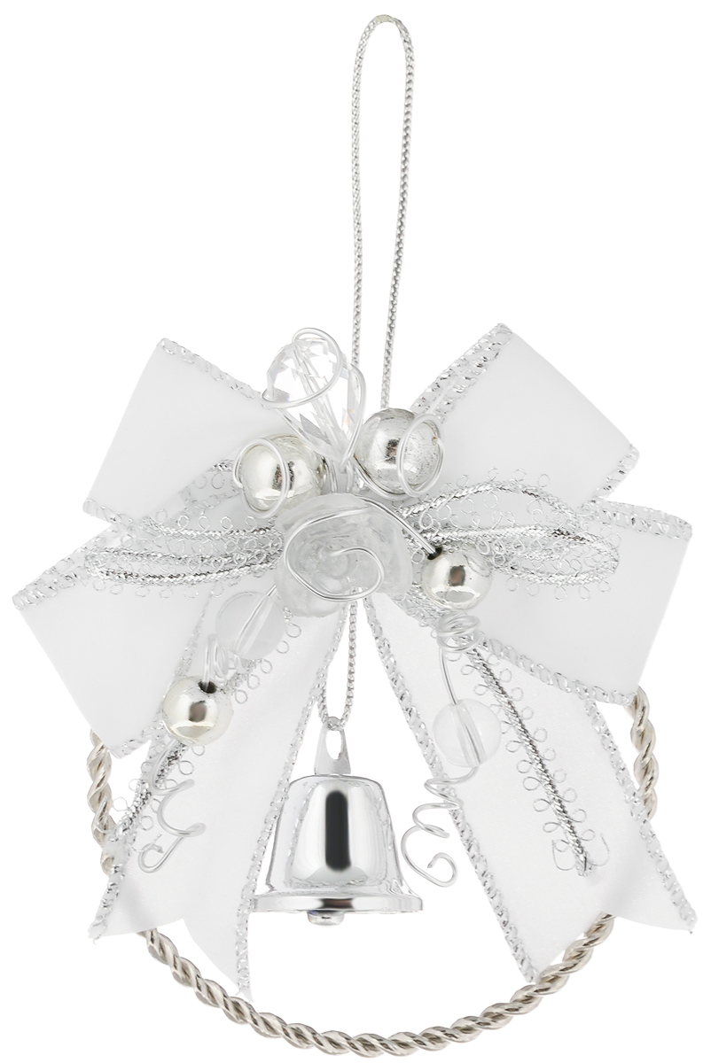 фото Украшение новогоднее подвесное Magic Time "Колокольчик", цвет: белый, серебристый, диаметр 7,6 см