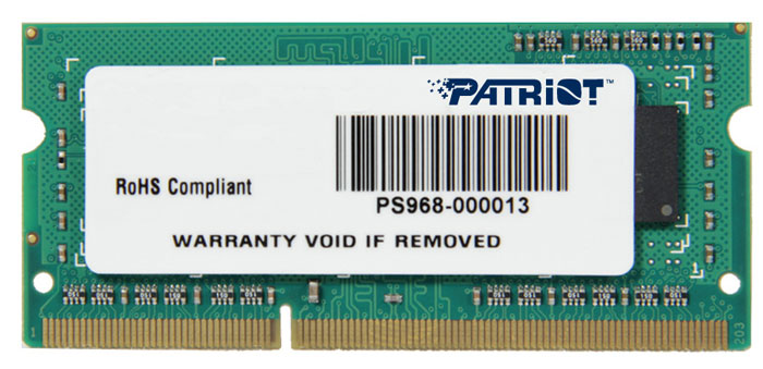 фото Модуль оперативной памяти Patriot DDR3 SO-DIMM 4GB 1600МГц (PSD34G160081S) Patriot memory