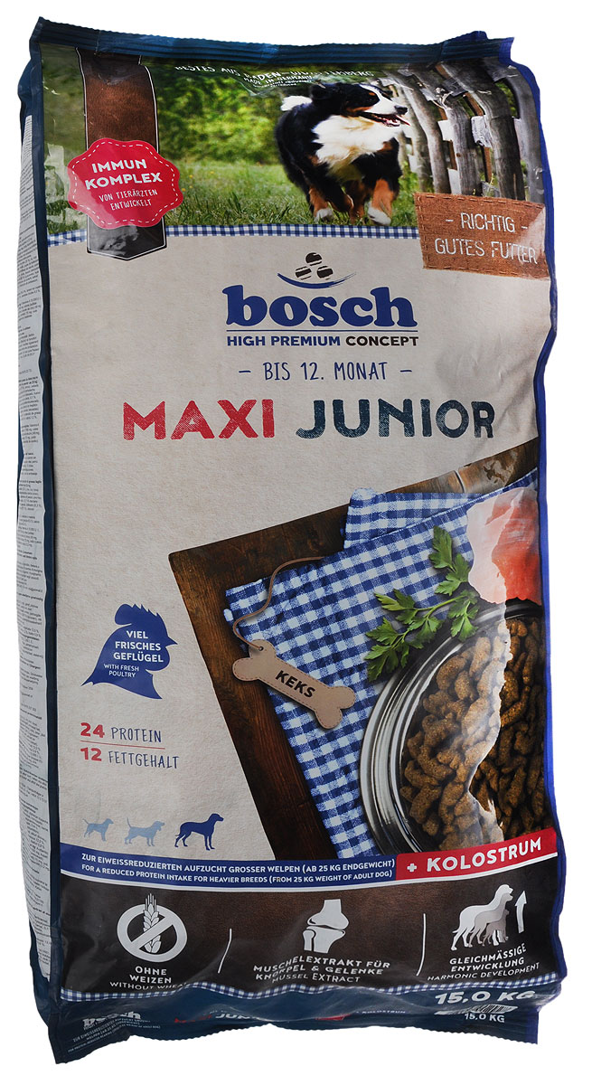 фото Корм сухой Bosch "Junior Maxi" для щенков гигантских пород, 15 кг Bosch tiernahrung