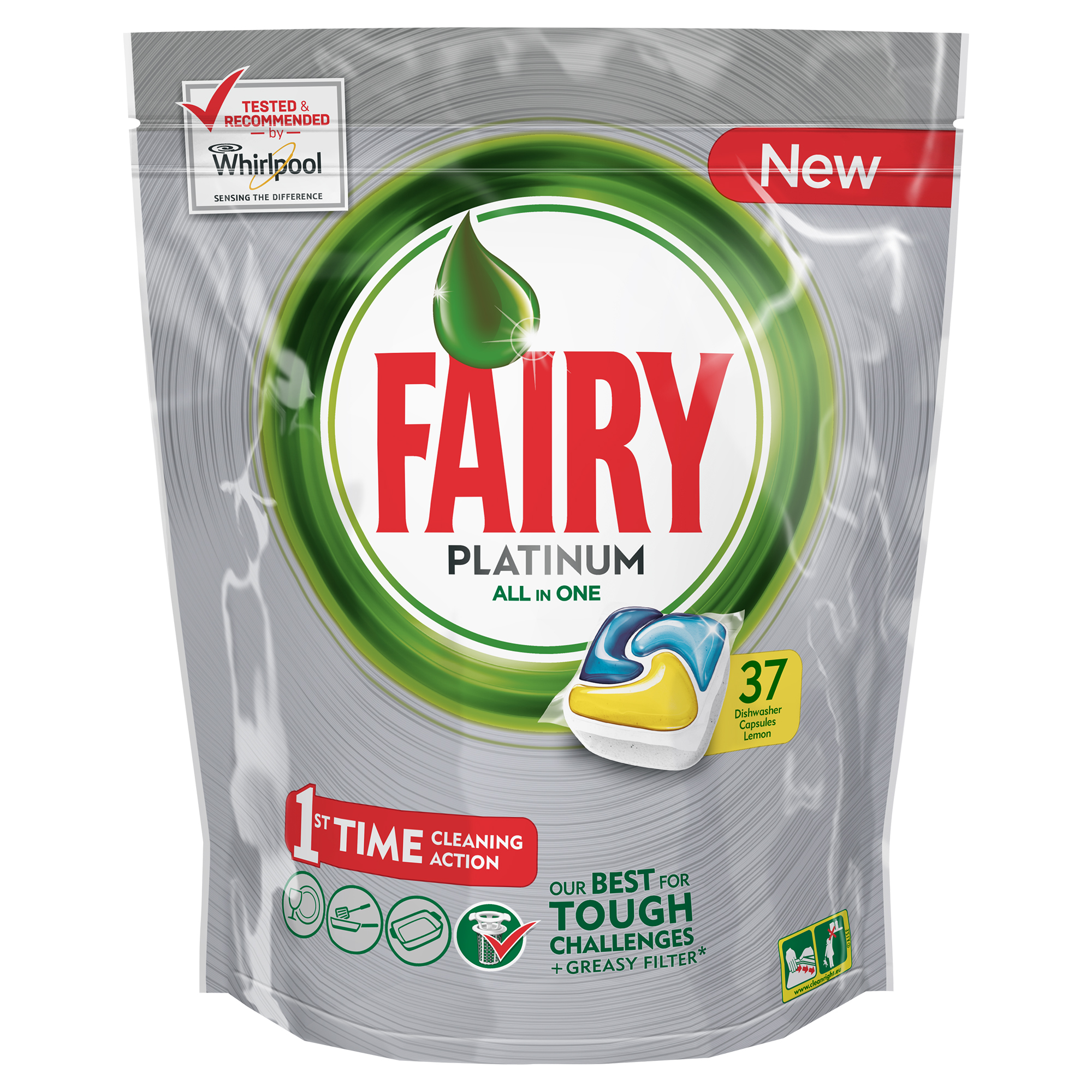 фото Капсулы для посудомоечной машины Fairy "Platinum All in One", с лимоном, 37 шт