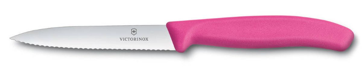 фото Нож для овощей Victorinox "SwissClassic", с серрейторной заточкой, цвет: розовый, длина лезвия 10 см