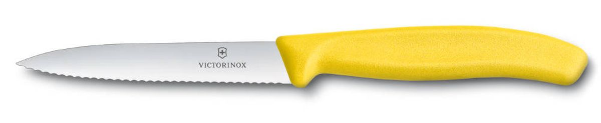 фото Нож для овощей Victorinox "SwissClassic", с серрейторной заточкой, цвет: желтый, длина лезвия 10 см