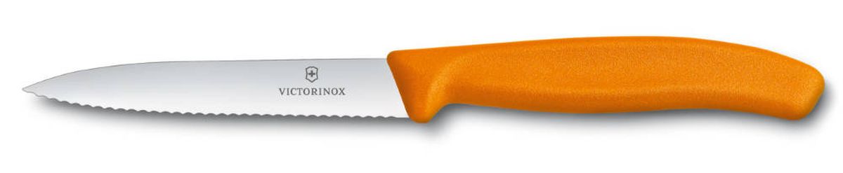 фото Нож для овощей Victorinox "SwissClassic", с серрейторной заточкой, цвет: оранжевый, длина лезвия 10 см