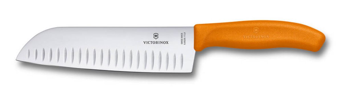 фото Нож сантоку Victorinox "SwissClassic", цвет: оранжевый, длина лезвия 17 см