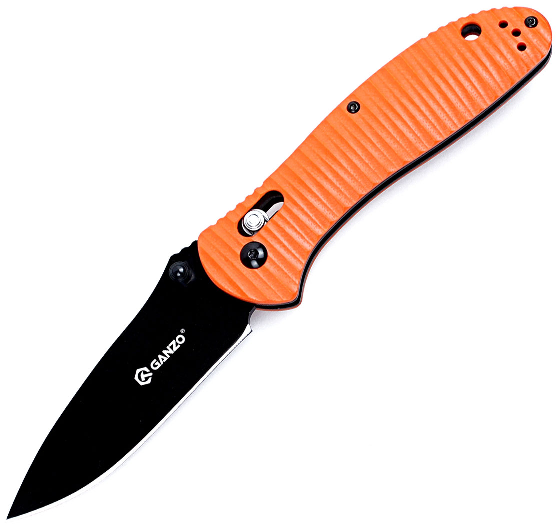 фото Нож туристический "Ganzo", цвет: оранжевый, черный, длина лезвия 8,6 см. G7393P