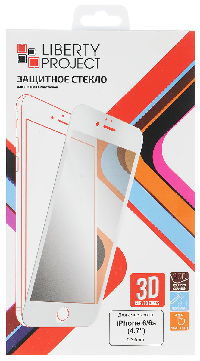 фото Liberty Project Tempered Glass 3D защитное стекло для Apple iPhone 6/6s, White (0,33 мм)