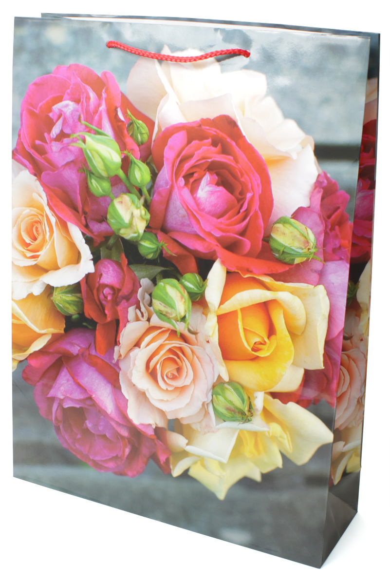 фото Пакет подарочный МегаМАГ "Цветы", 32,4 х 44,5 х 10,2 см. 5037 XL