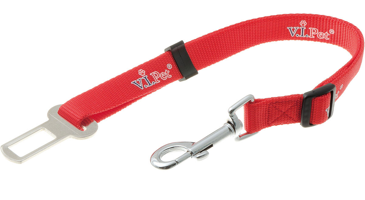 фото Ремень безопасности для животных "V.I.Pet", цвет: красный, ширина 25 мм, длина 43-70 см