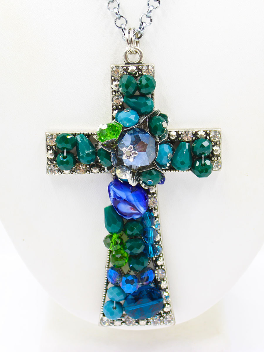 Колье Taya, цвет: серебристый, зеленый. T-B-11735-NECK-SL.GREEN