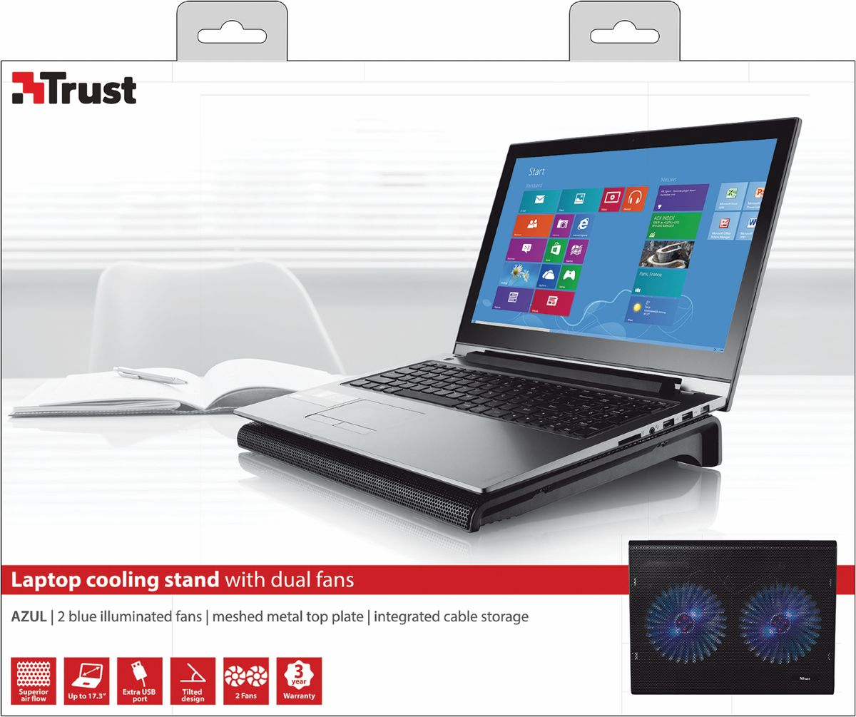 фото Trust Azul Laptop Cooling Stand, Black охлаждающая подставка для ноутбука