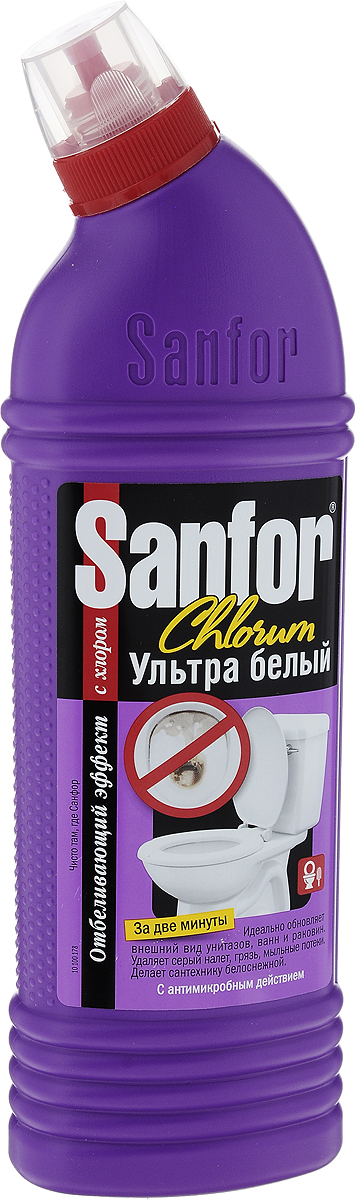 фото Средство для чистки ванн и унитазов Sanfor "Chlorum", с хлором, 750 мл