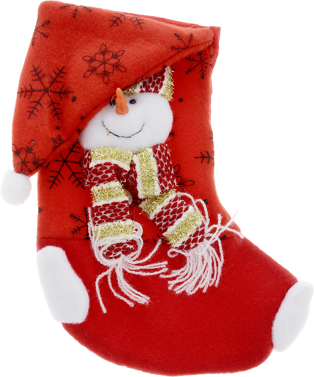 фото Мешок для подарков Феникс-Презент "Носок. Снеговик", 20 x 11 см