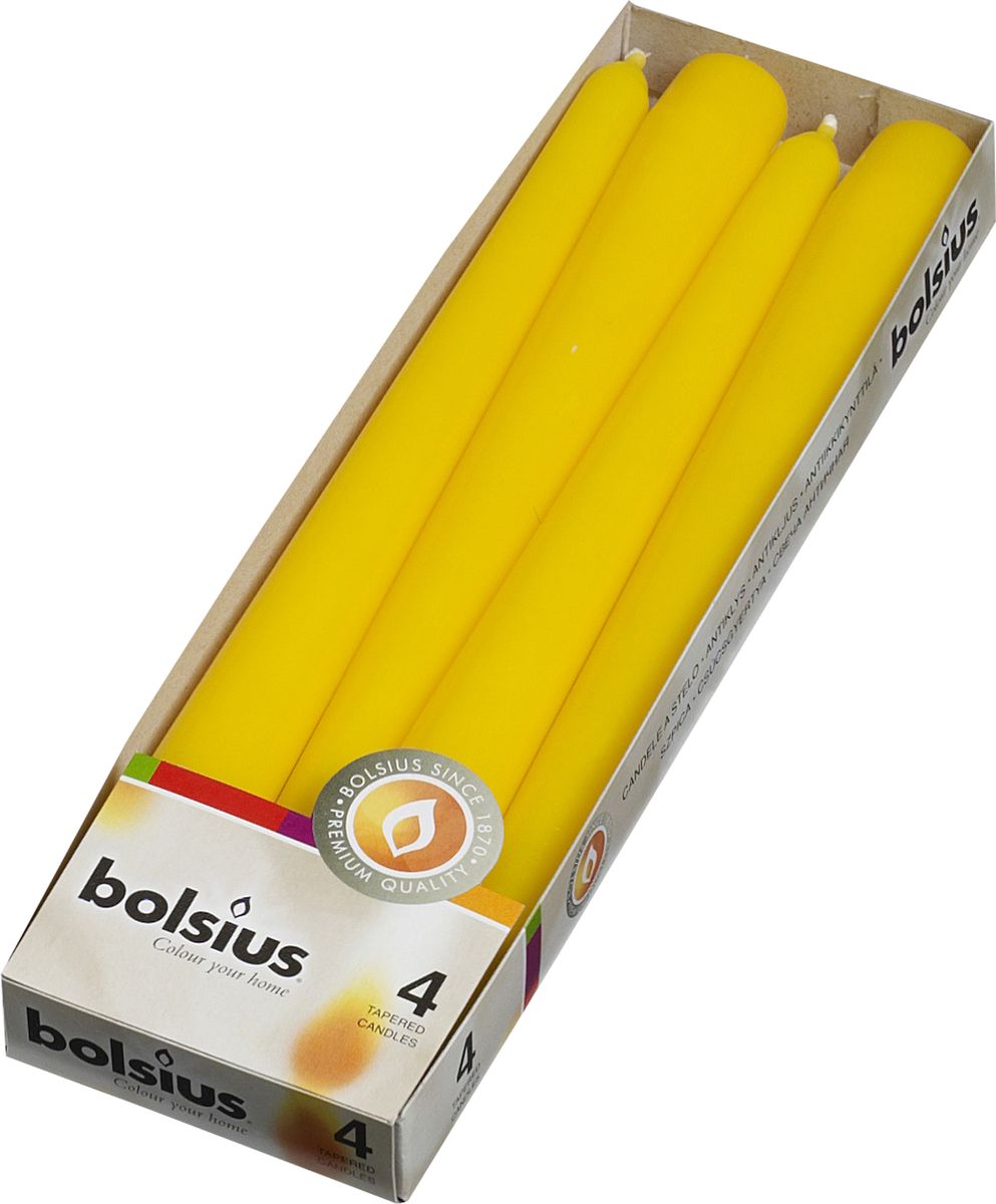 фото Набор свечей "Bolsius", цвет: желтый, высота 25 см, 4 шт