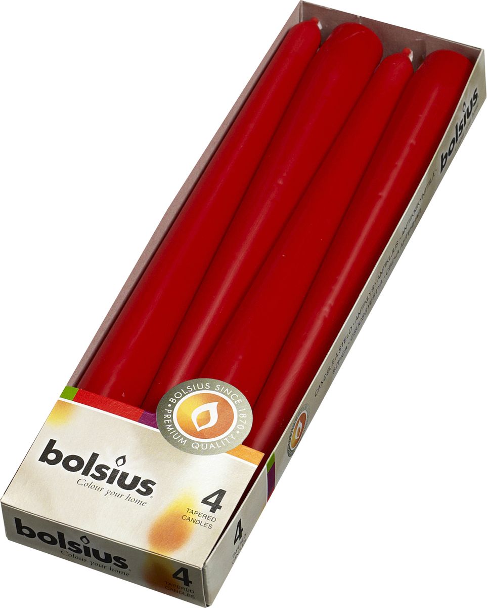 фото Набор античных свечей "Bolsius", цвет: красный, высота 25 см, 4 шт