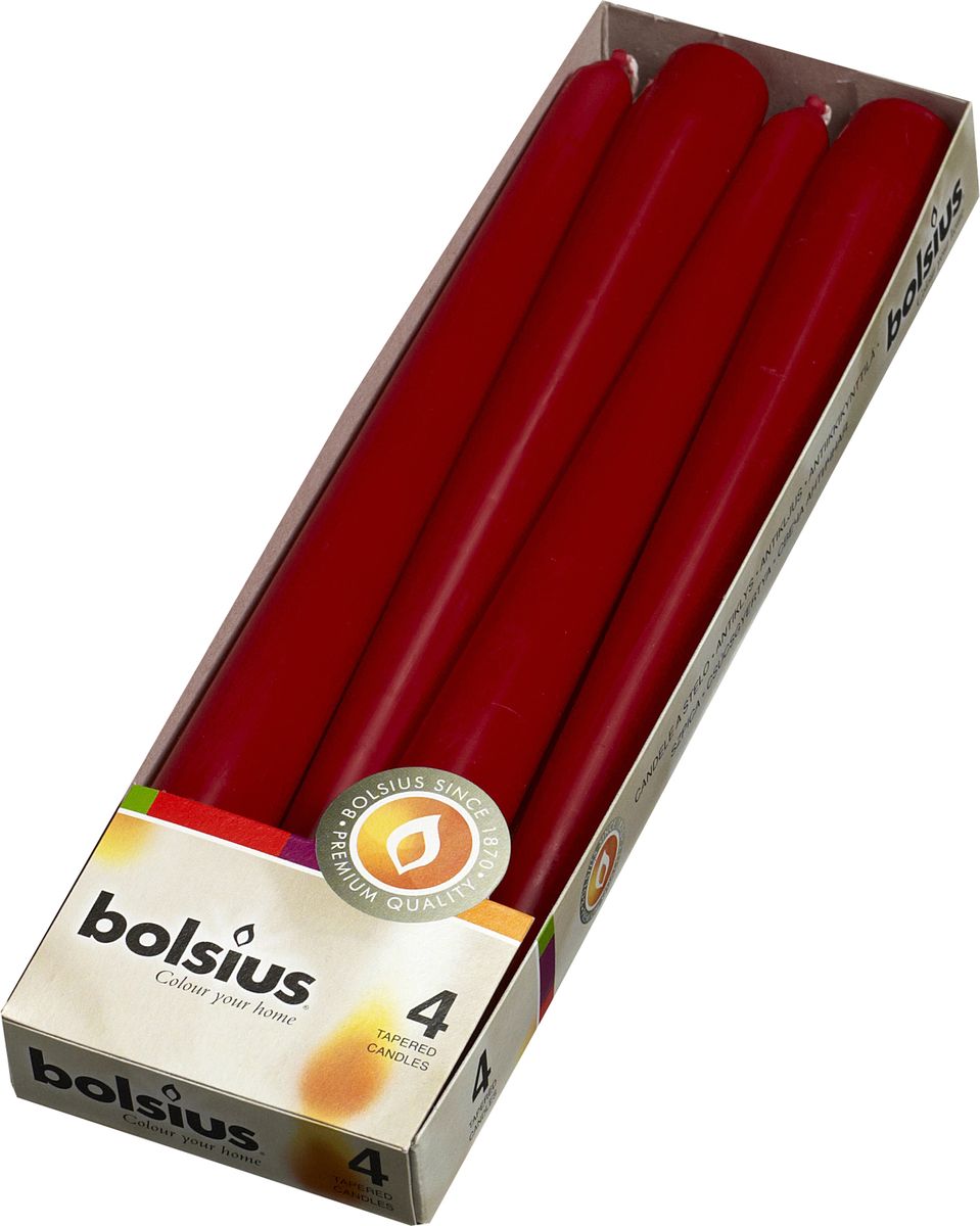 фото Набор античных свечей "Bolsius", цвет: бордовый, высота 25 см, 4 шт
