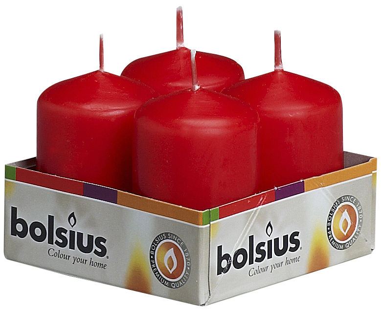 фото Набор свечей "Bolsius", цвет: красный, высота 5,5 см, 4 шт