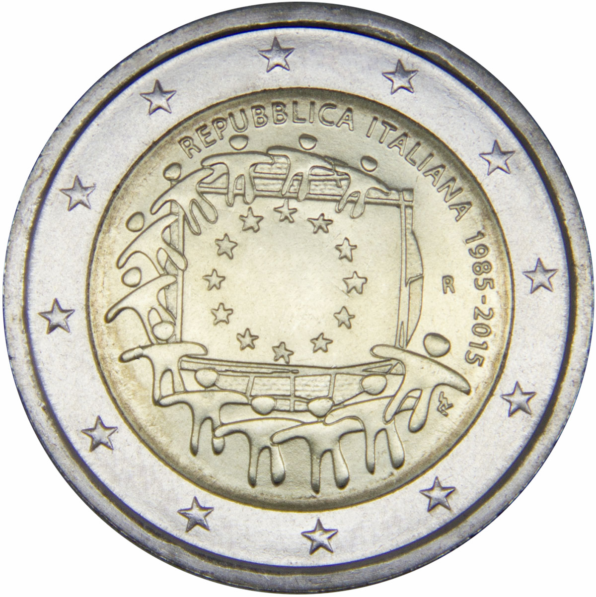 Монета номиналом 9. 2 Евро 2015 - Германия "30 лет флагу". Монеты евро номиналом 2. 2 Евро 2015 ФРГ. Испания монета 2 евро 30 лет флагу ЕС.