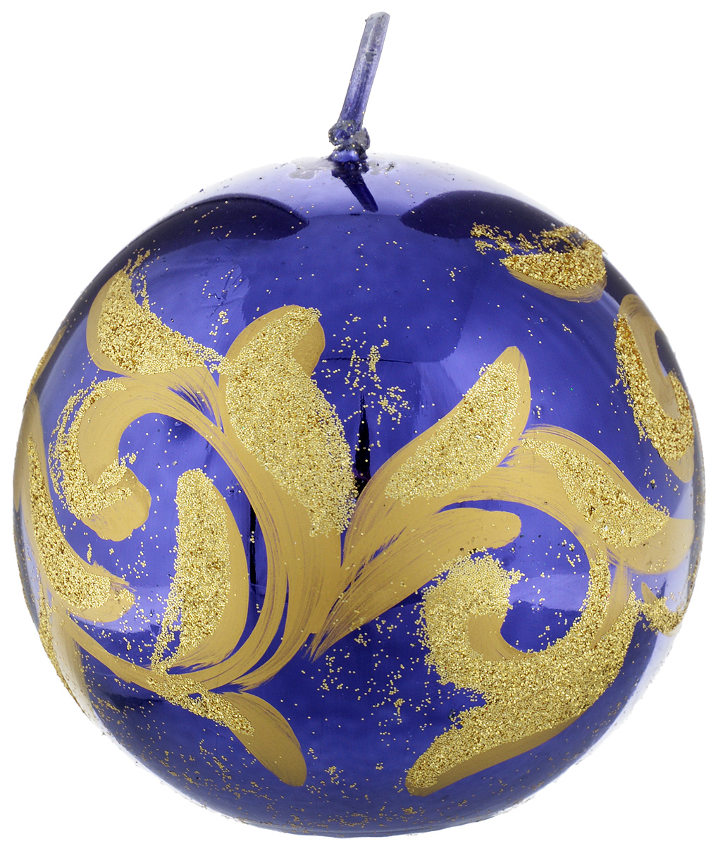 фото Свеча-шар Fem "Флоренция", цвет: фиолетовый, золотой, диаметр 9 см