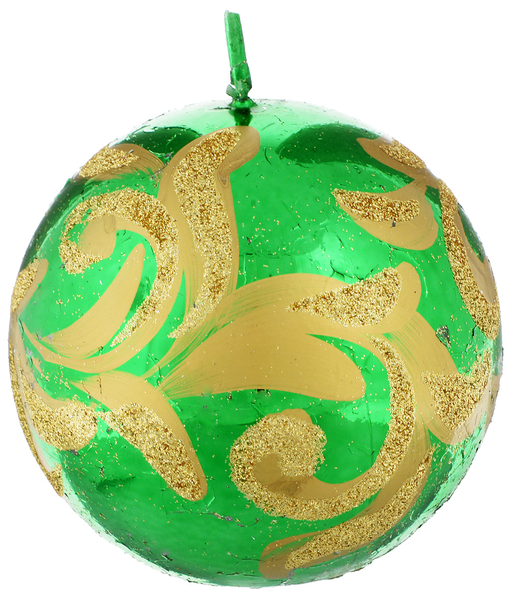 фото Свеча-шар Fem "Флоренция", цвет: зеленый, золотой, диаметр 9 см