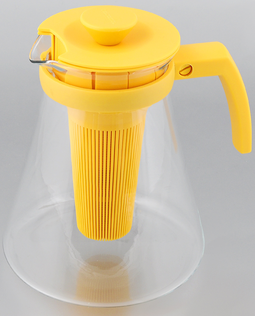 фото Чайник заварочный Tescoma "Teo Tone", с ситечком, цвет: желтый, прозрачный, 1,7 л