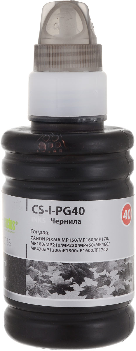 Cactus CS-PG40, Black чернила для для Canon Pixma MP150/ MP160/ MP170/ MP180/ MP210/ MP220