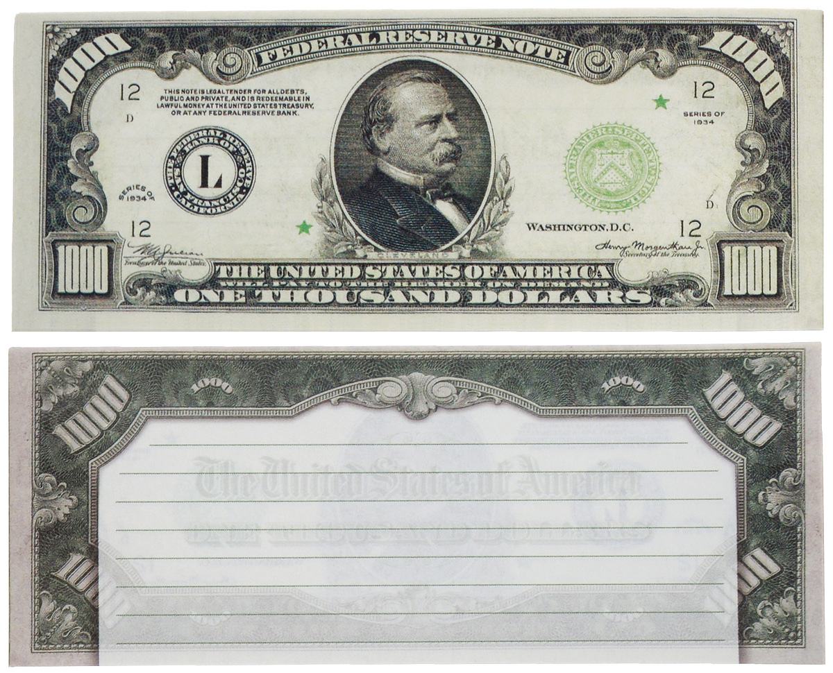 1000 Долларов банкнота