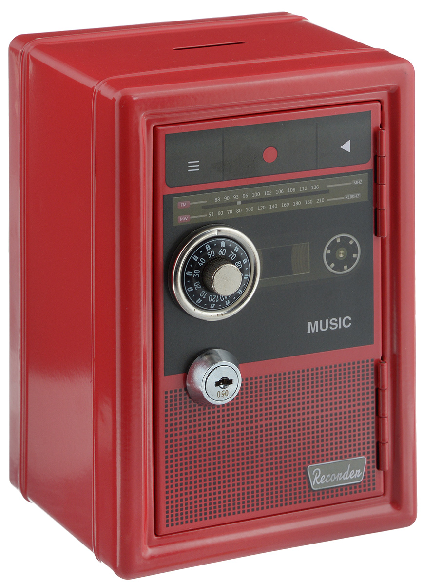 фото Копилка-сейф Эврика "Радио-ретро", с ключами, цвет: красный